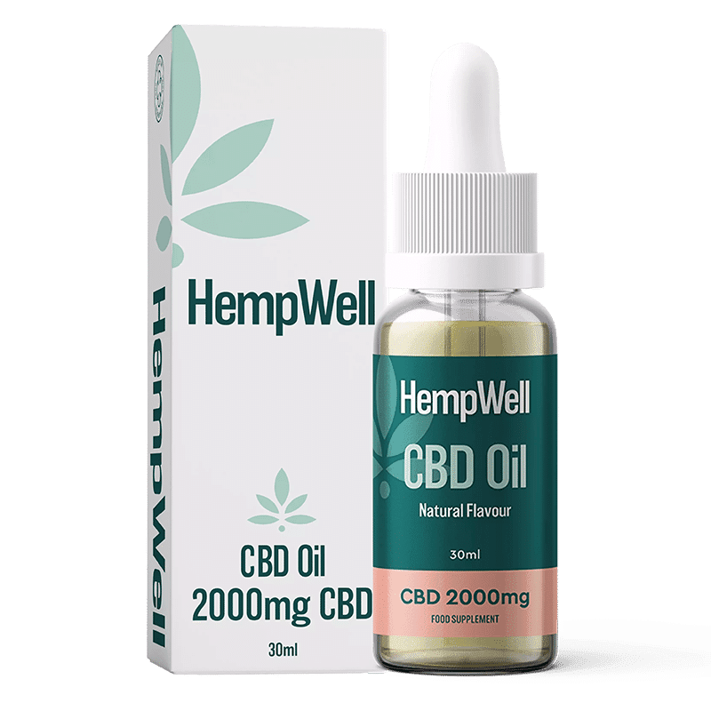 HempWell 2000mg CBD Oil Natural Flavour with Packaging – Medium strength CBD oil in sleek packaging for enhanced wellness