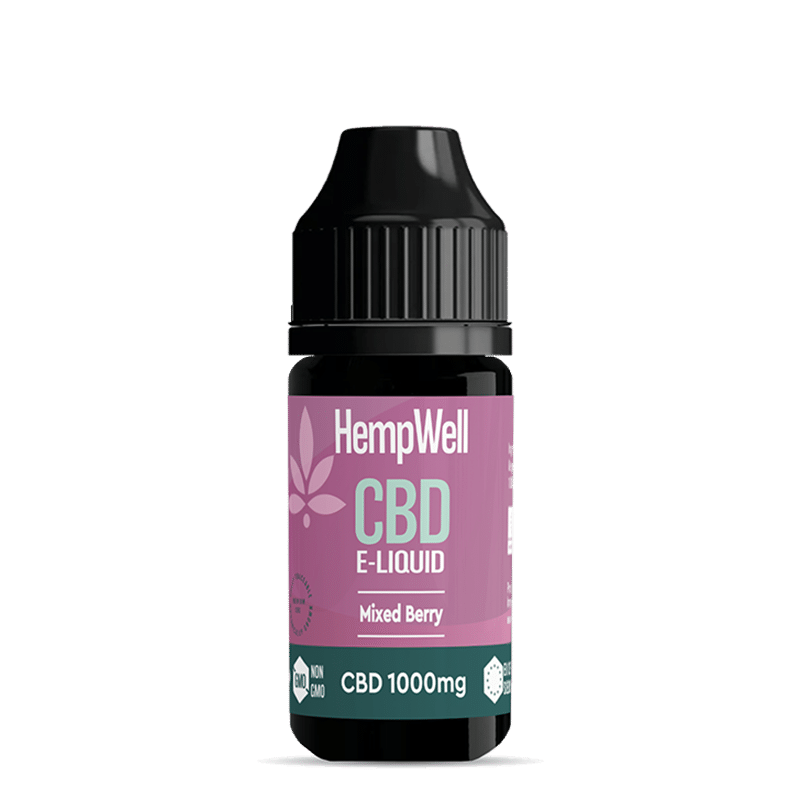 HempWell 1000mg Berry Vape E-Liquid – Fruity CBD vape juice with rich berry flavours