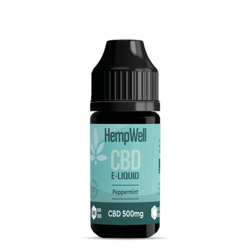 HempWell 500mg Peppermint Vape E-Liquid – Premium CBD vape juice with refreshing peppermint flavour