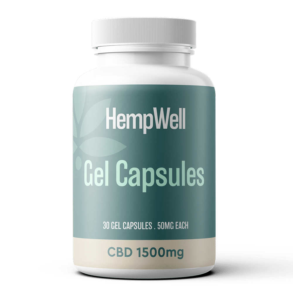 HempWell CBD Gel Capsules 1500mg – 30 capsules, 50mg each for strong CBD support