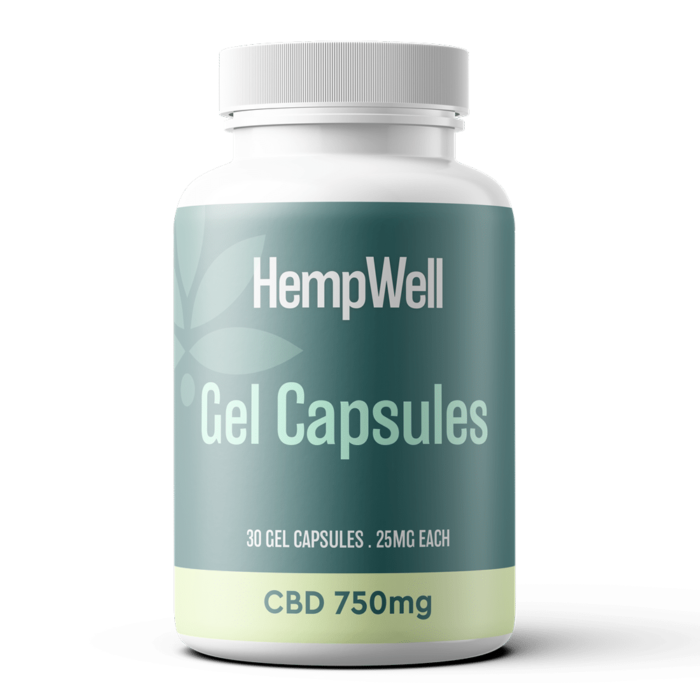 HempWell CBD Gel Capsules 750mg – 30 capsules, 25mg each for potent CBD support