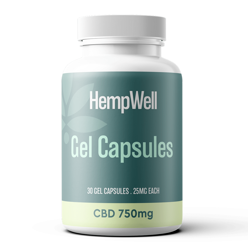 HempWell CBD Gel Capsules 750mg – 30 capsules, 25mg each for potent CBD support