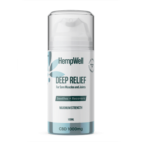 HempWell 1000mg CBD Topical Cooling Cream for muscle and joint pain relief.